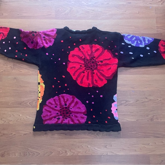 Black and Purple Cowl Neck Sweater with Circular Designs, Christine Foley, Nice! - Picture 5 of 6